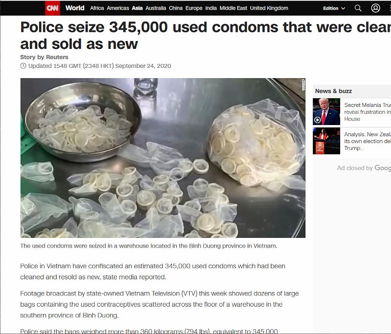 Вьетнамка продавала использованные презервативы по 17 центов за килограмм